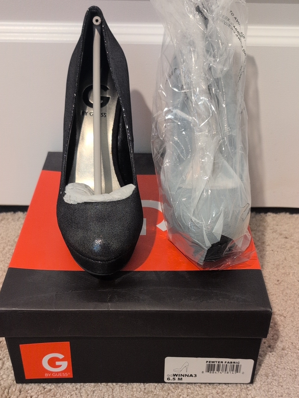 G by Guess Metallic Pewter Platform Pump